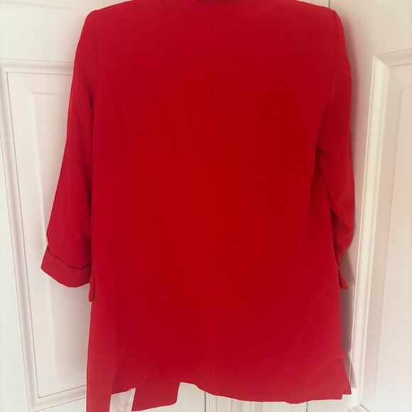 Zara Red Blazer with Rolled Sleeves - Picture 3 of 5